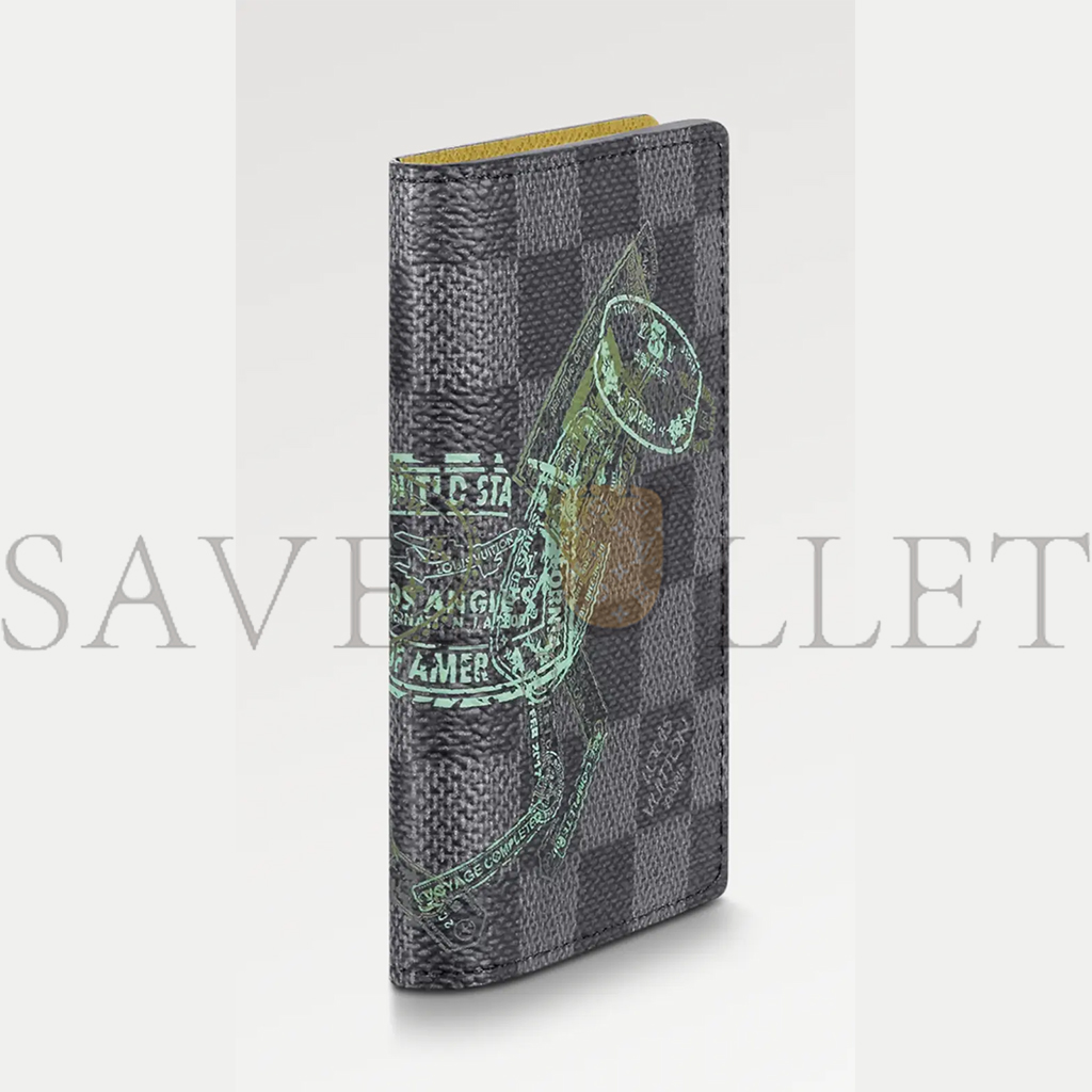 LOUIS VUITTON STAMPS ANIMAL DAMIER GRAPHITE BLACK GREY POCKET ORGANIZER WALLET N64604 (11*8cm)